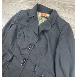 Escada Women's 100% Wool 6 Button Silk Lining Blazer Black Size US 12